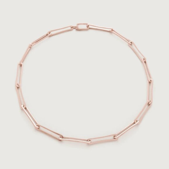 Monica Vinader Alta Long Link Necklace Adjustable 43cm/17' , Rose Gold Vermeil - Picture 3 of 9